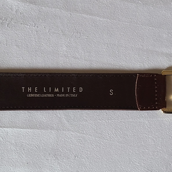 Vintage The Limited Dark Brown Leather With Gold Tone Chain Womens Belt Small - Picture 4 of 7